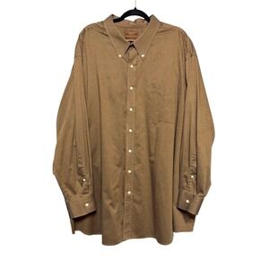 Oak Hill Quiet Luxury Button Down Shirt Men Size 4XL Brown Classic Preppy Office